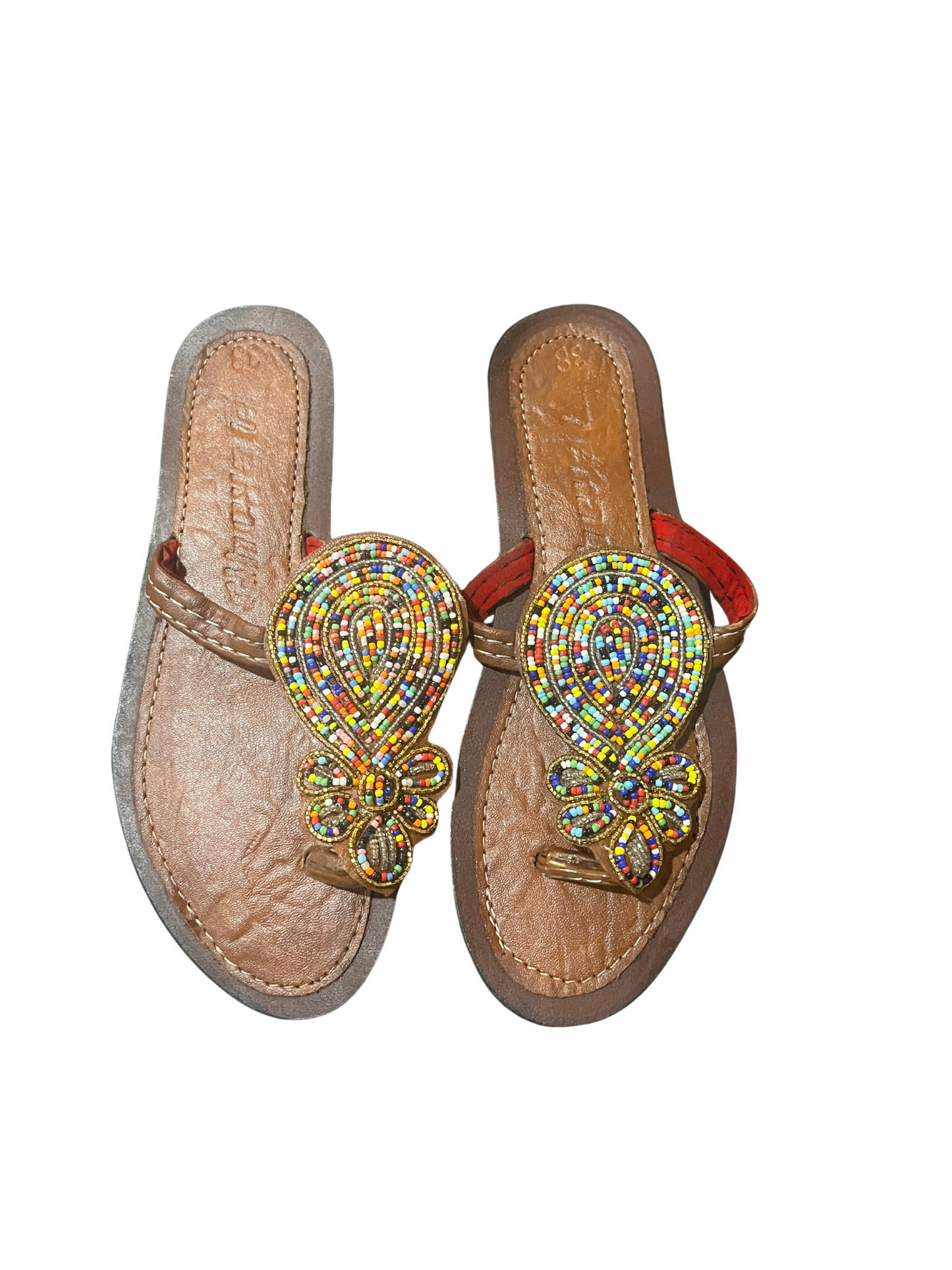 African Hand-Beaded Leather Sandal