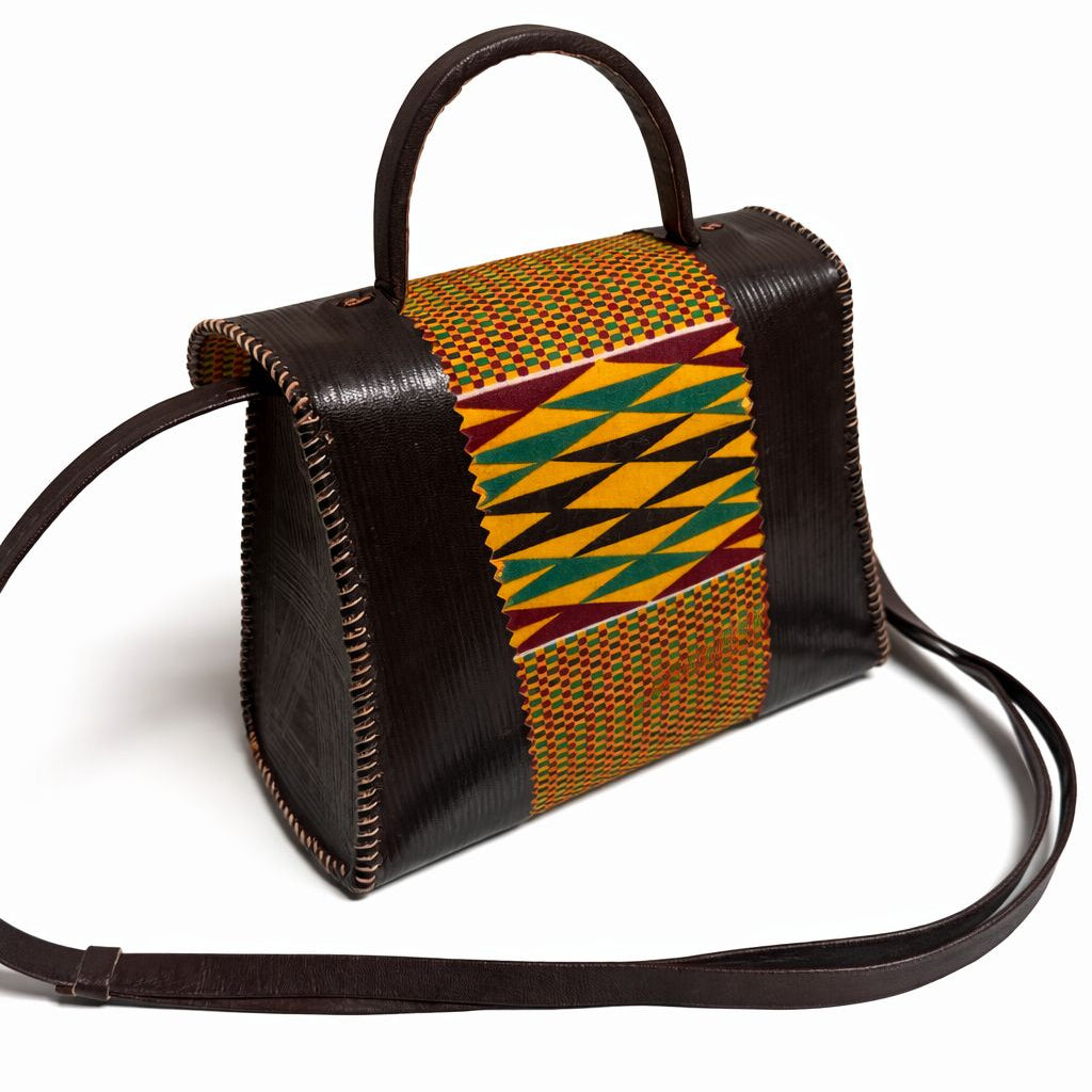 Handmade Leather Kente Handbag