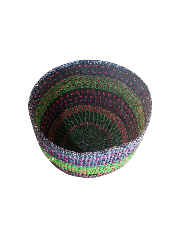 Midnight Bloom – Handwoven Bolga Basket Planter