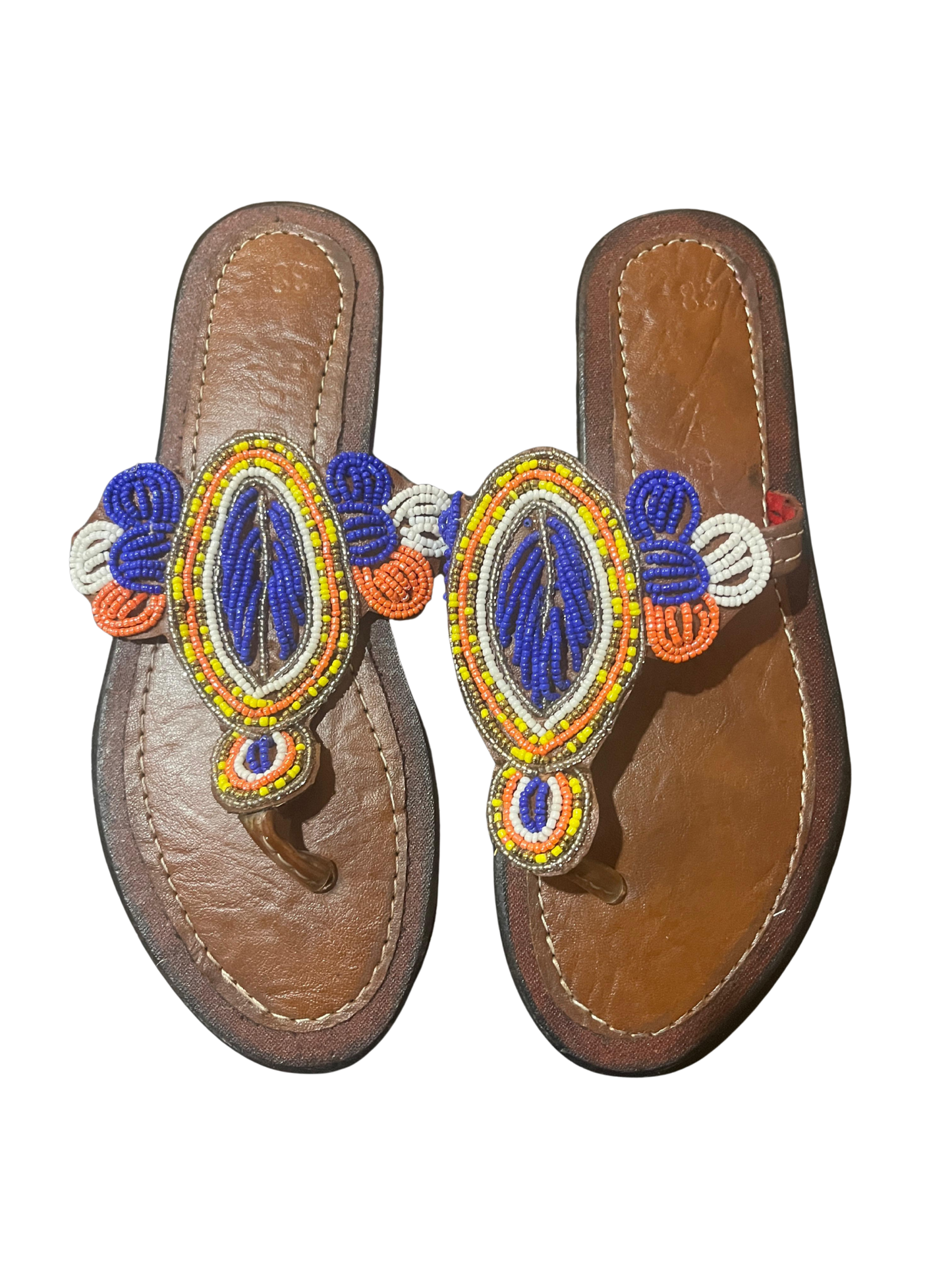 African Hand-Beaded Leather Sandal