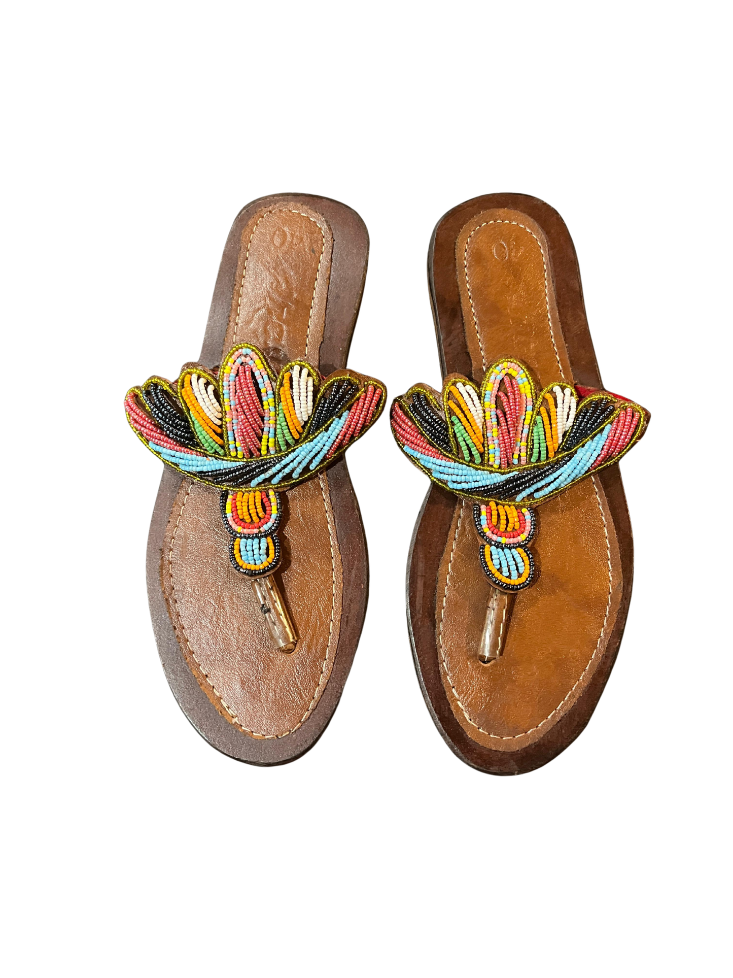 African Hand-Beaded Leather Sandal