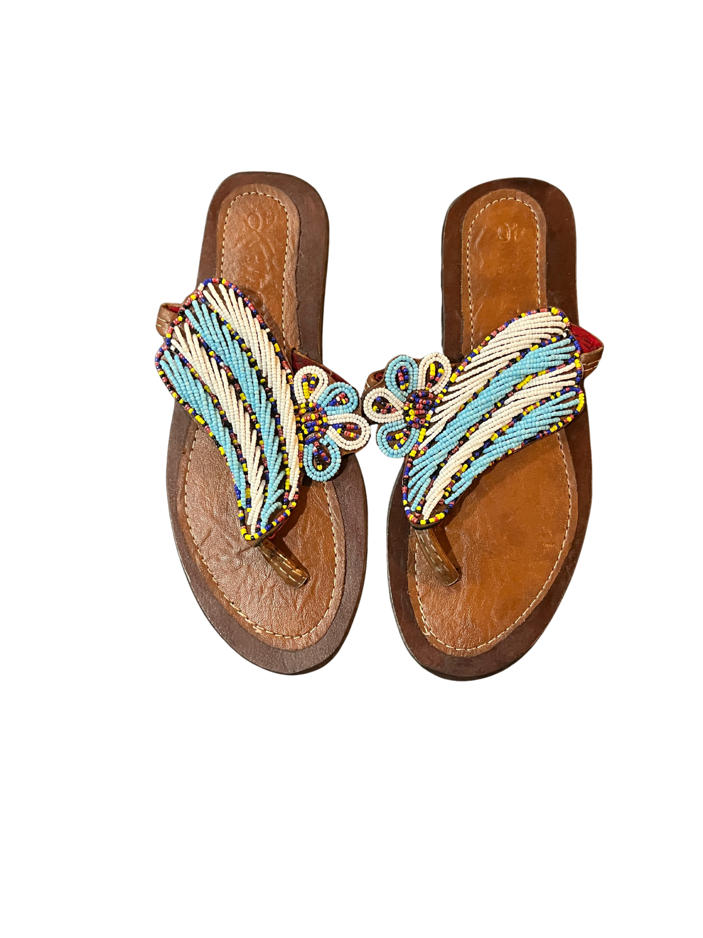 African Hand-Beaded Leather Sandal