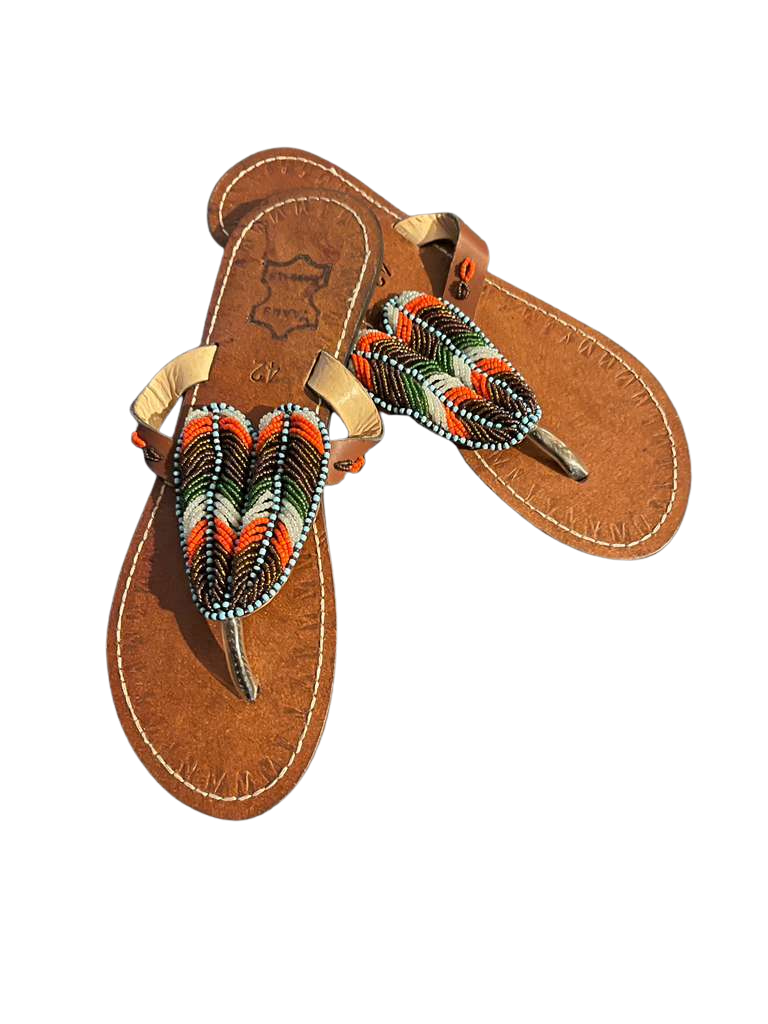 African Hand-Beaded Leather Sandal