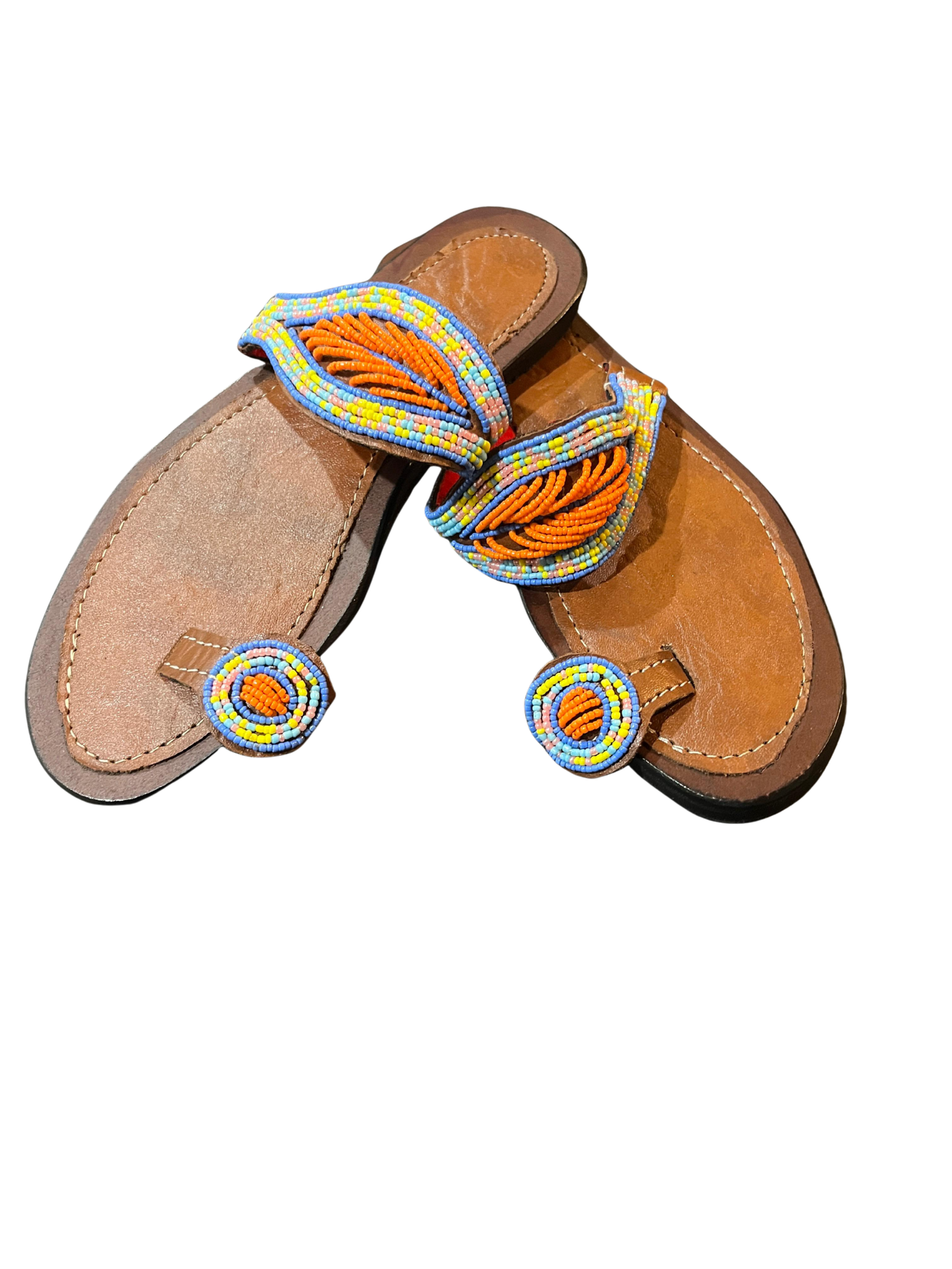 African Hand-Beaded Leather Sandal