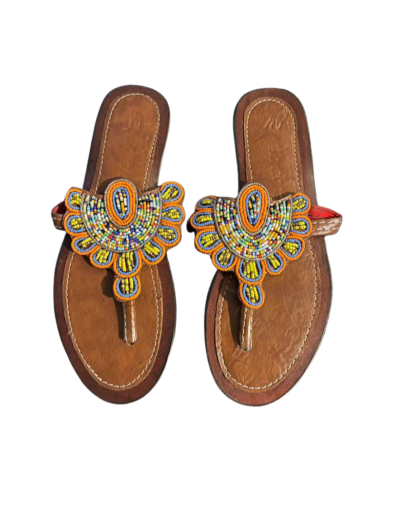 African Hand-Beaded Leather Sandal