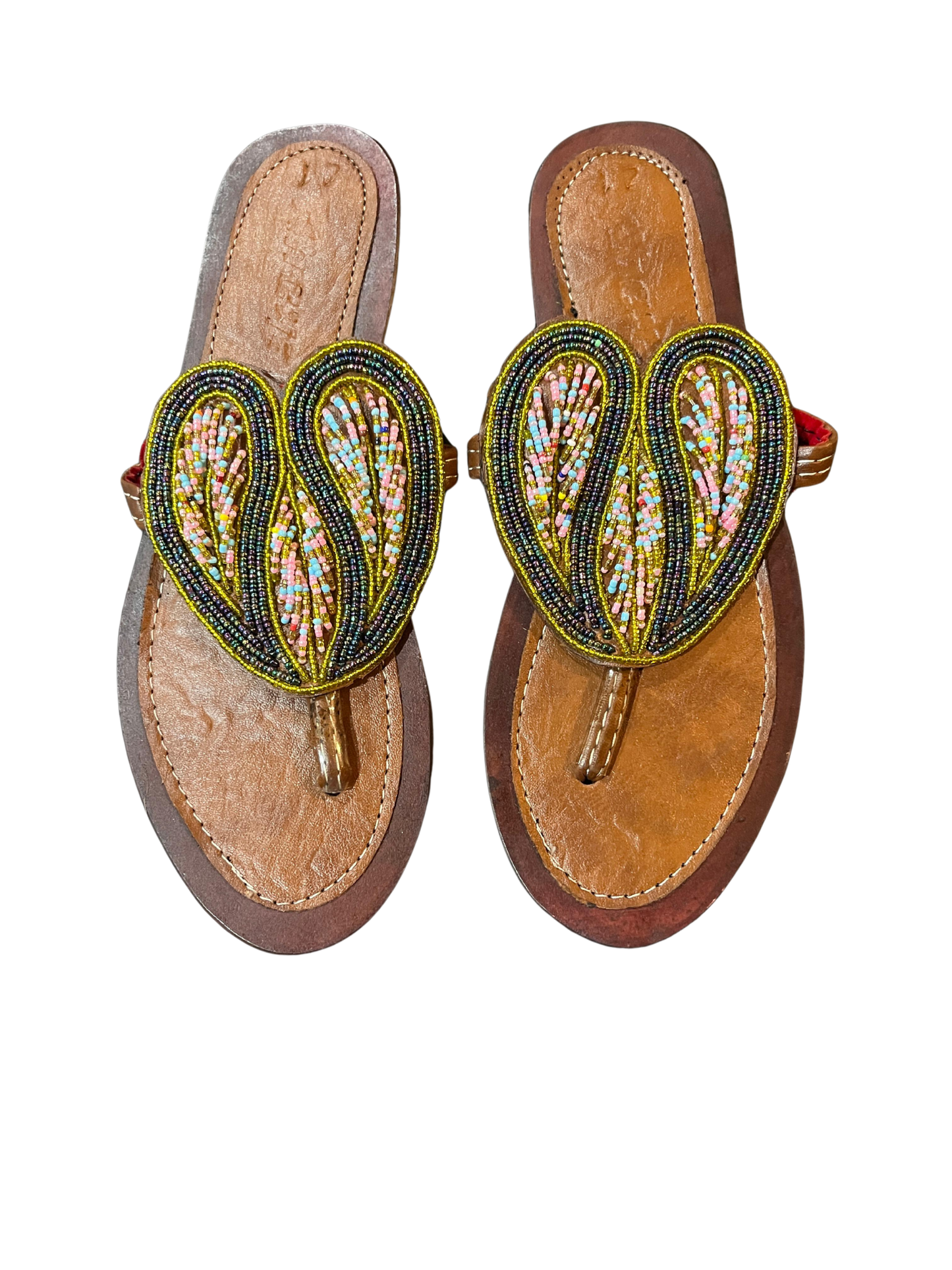 African Hand-Beaded Leather Sandal