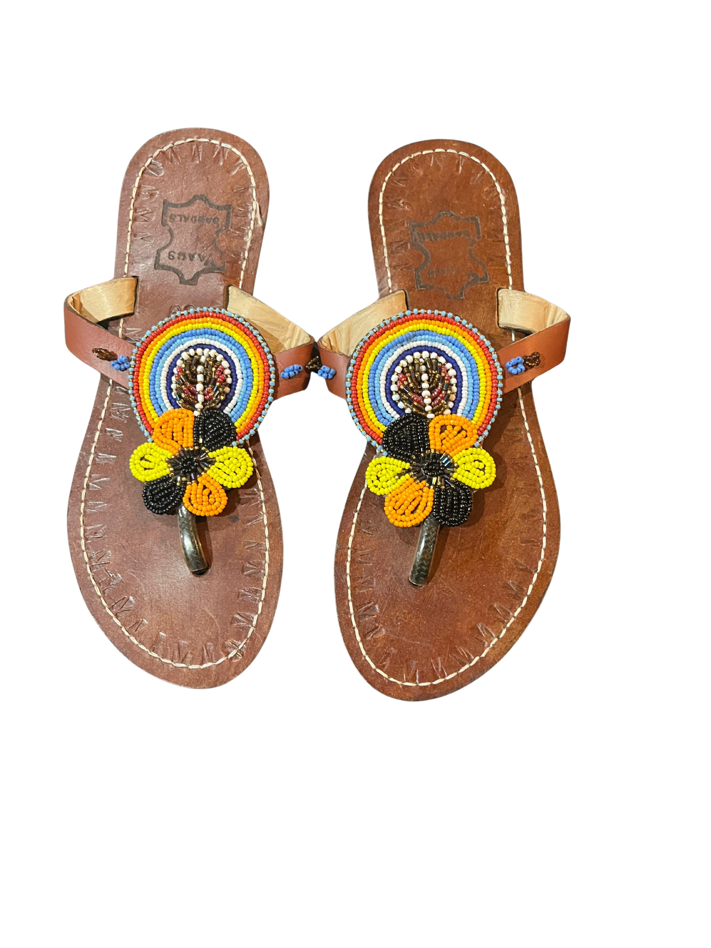 African Hand-Beaded Leather Sandal