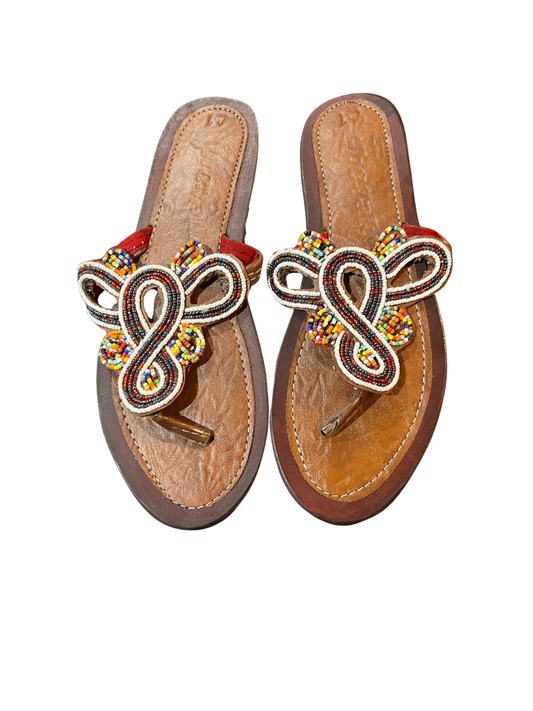African Hand-Beaded Leather Sandal