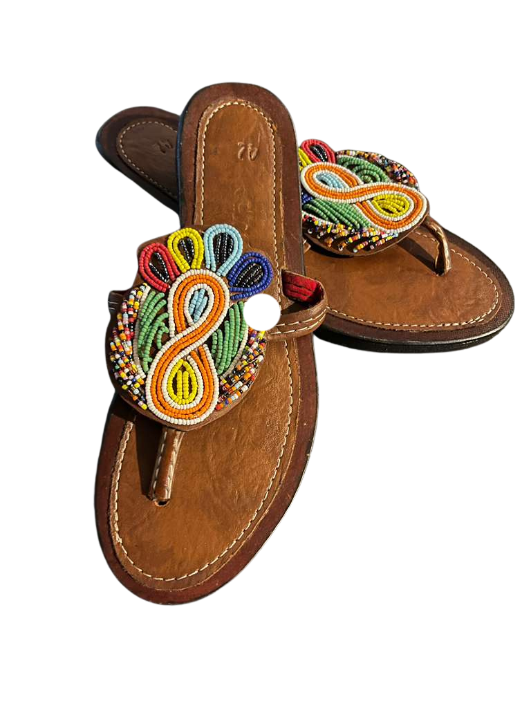 African Hand-Beaded Leather Sandal