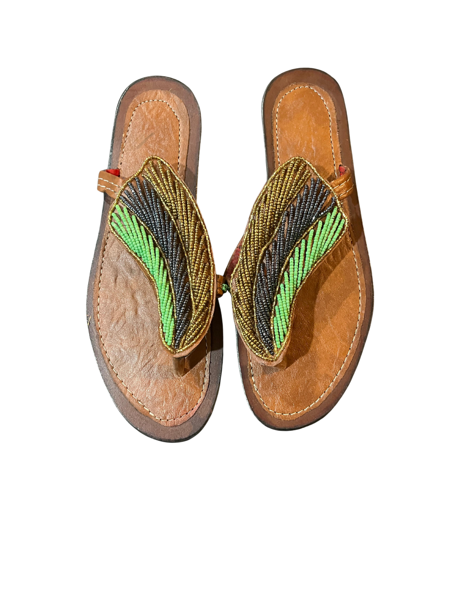 African Hand-Beaded Leather Sandal
