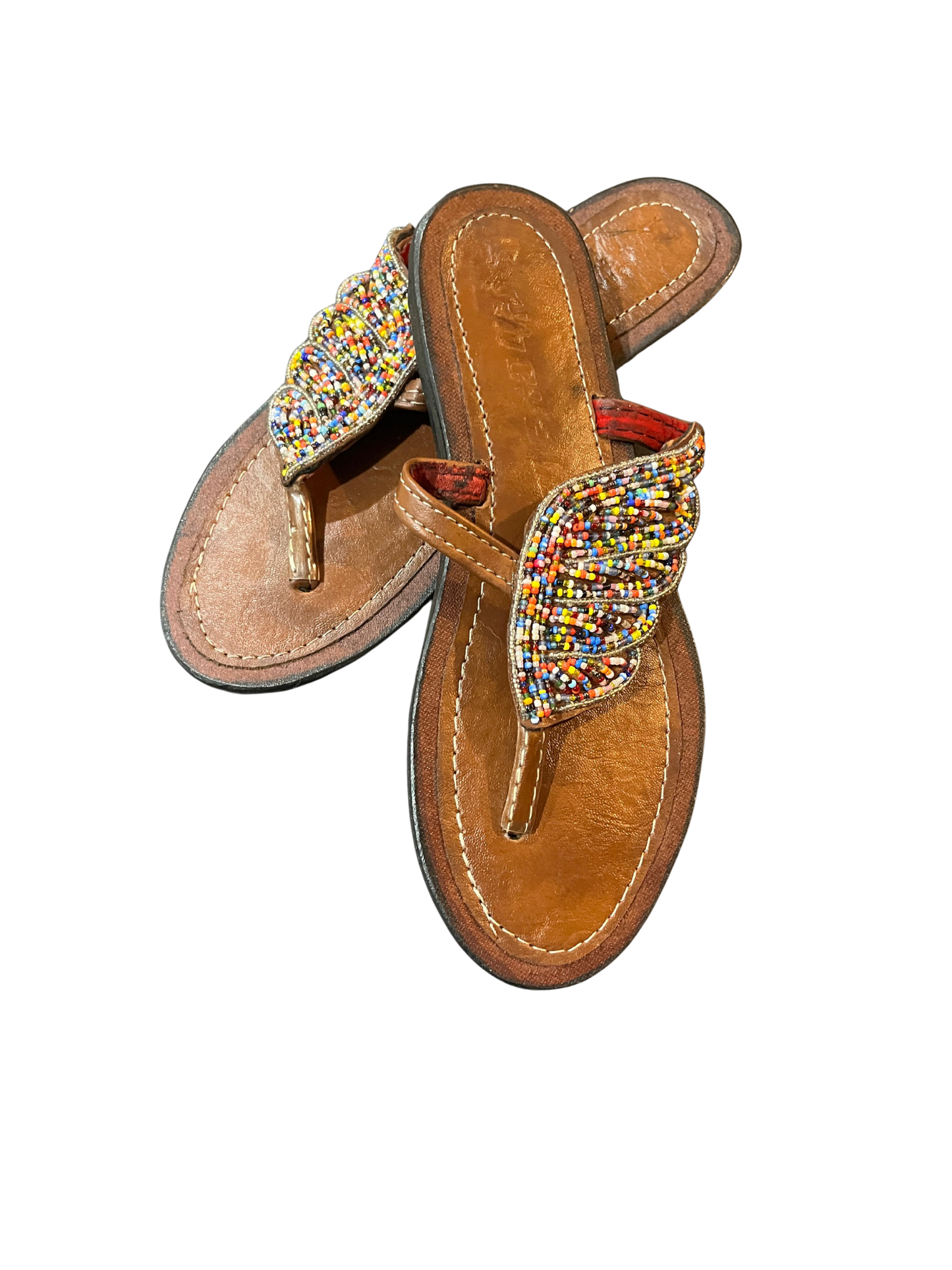 African Hand-Beaded Leather Sandal