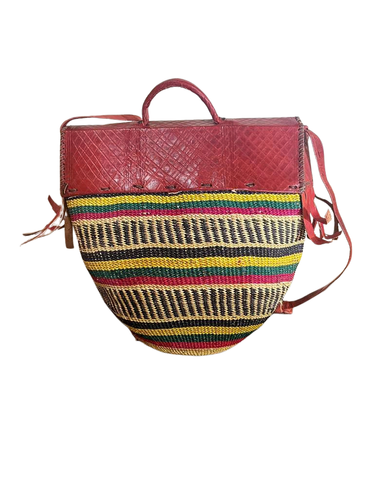 Kumasi Market – Handwoven Bolga Leather Market Bag