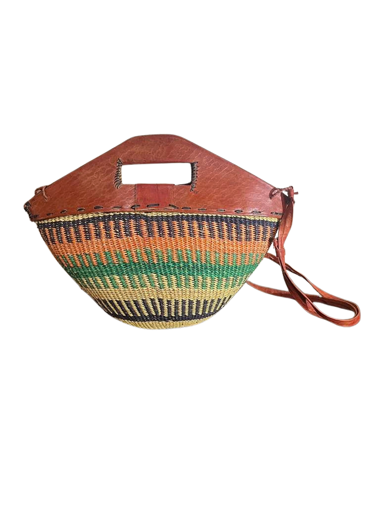 Savannah Trader – Handwoven Bolga Leather Crossbody Bag