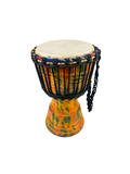 Hand-Carved African Djembe Drum – Kente Style Finish