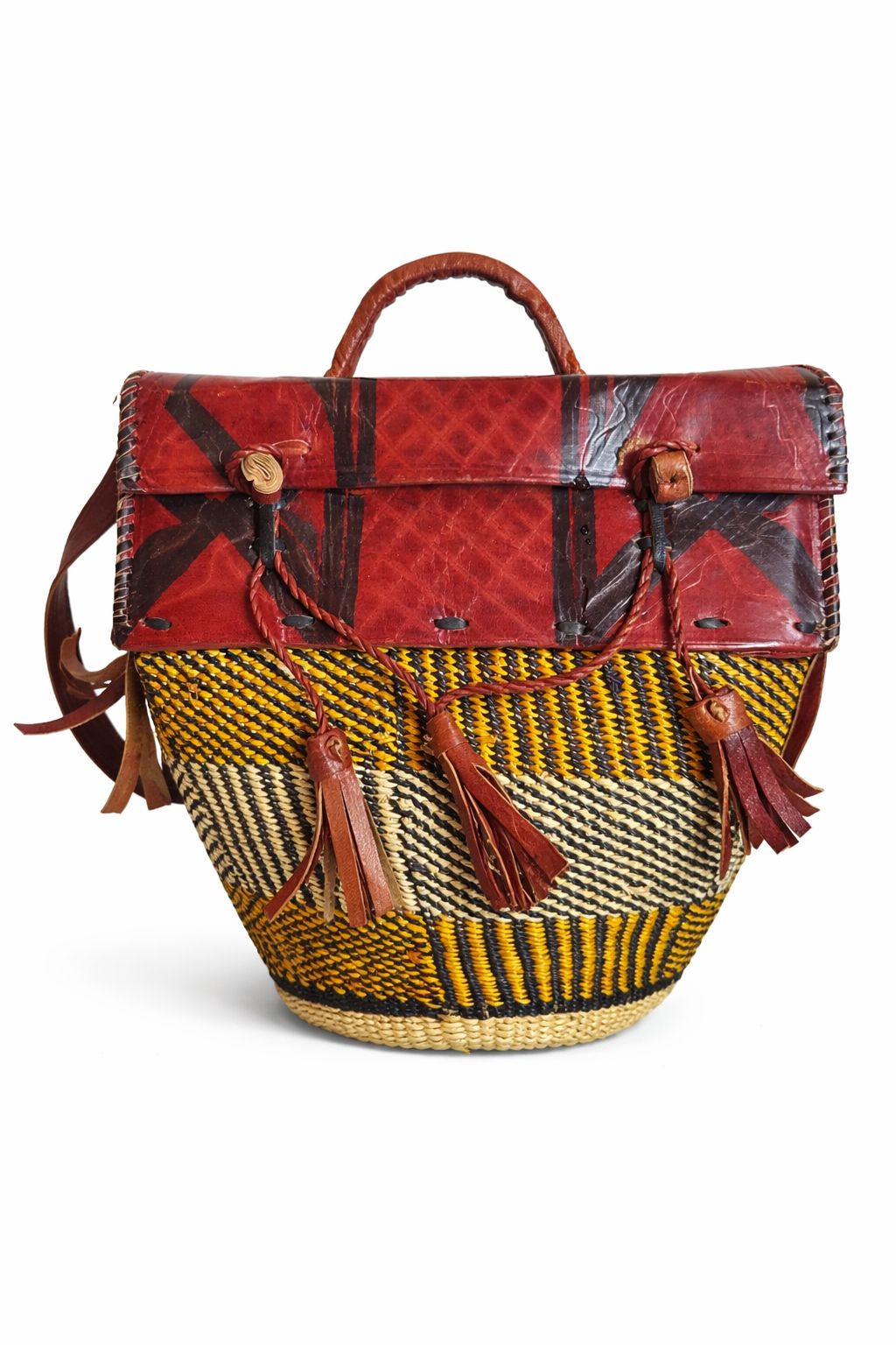 Sahara Market – Handwoven Bolga Leather Bag