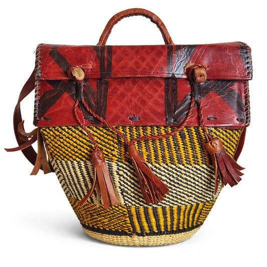 Sahara Market – Handwoven Bolga Leather Bag