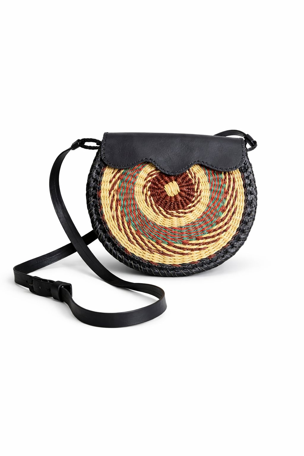 Sun Circle – Handwoven Bolga Crossbody Bag