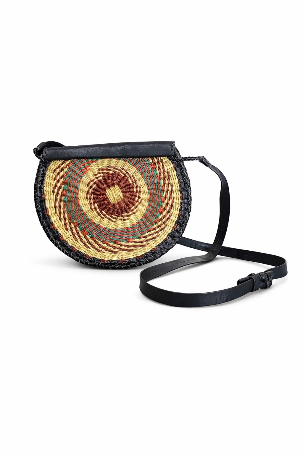 Sun Circle – Handwoven Bolga Crossbody Bag