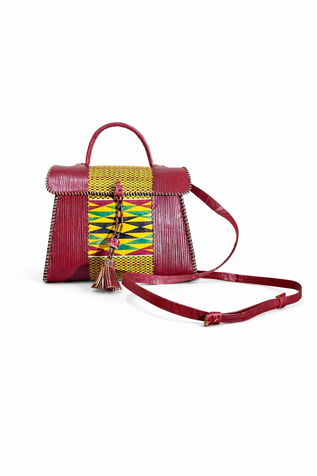 Royal Kente Handwoven Leather Handbag