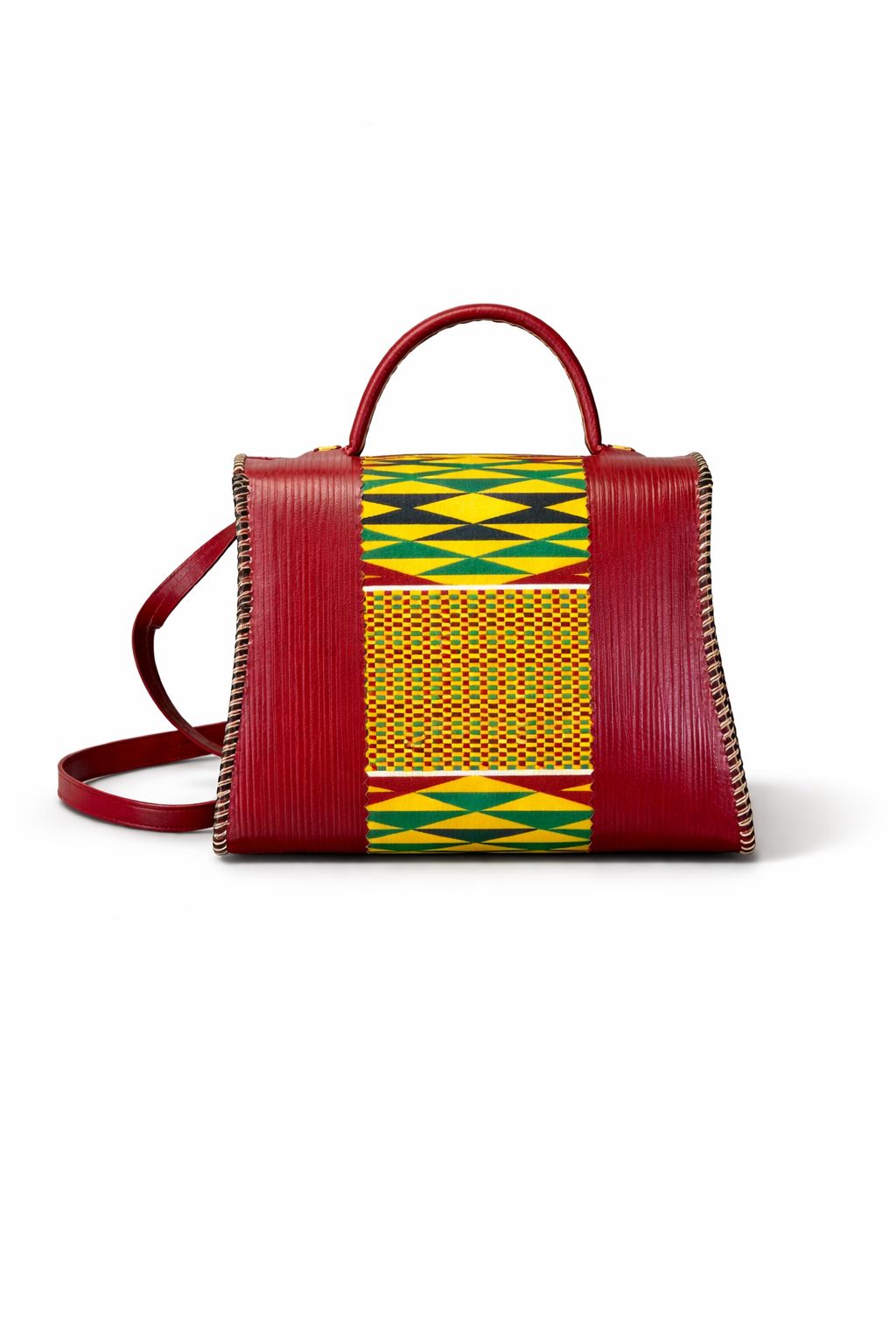Royal Kente Handwoven Leather Handbag