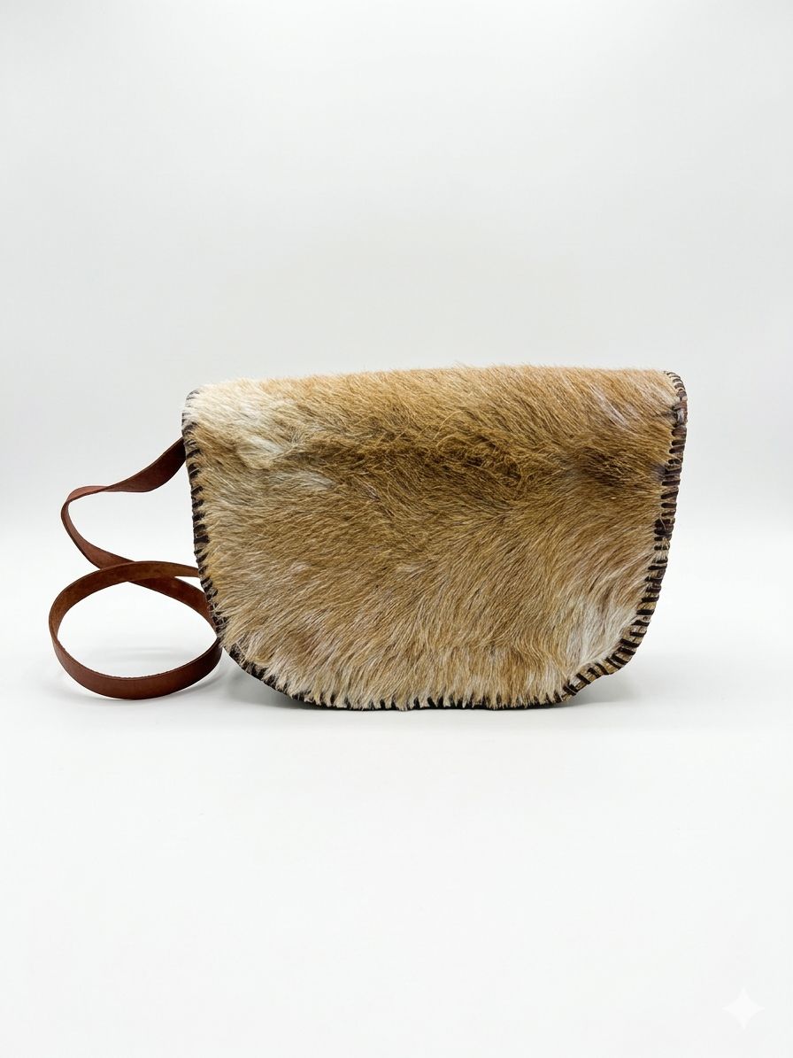 Golden Savanna – Goat Skin Fur & Leather Crossbody Bag