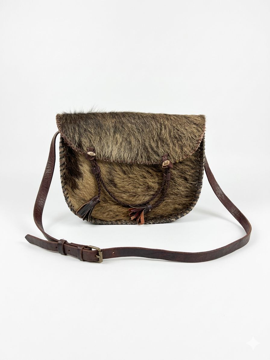 Midnight Savanna – Goat Skin Fur & Leather Crossbody Bag