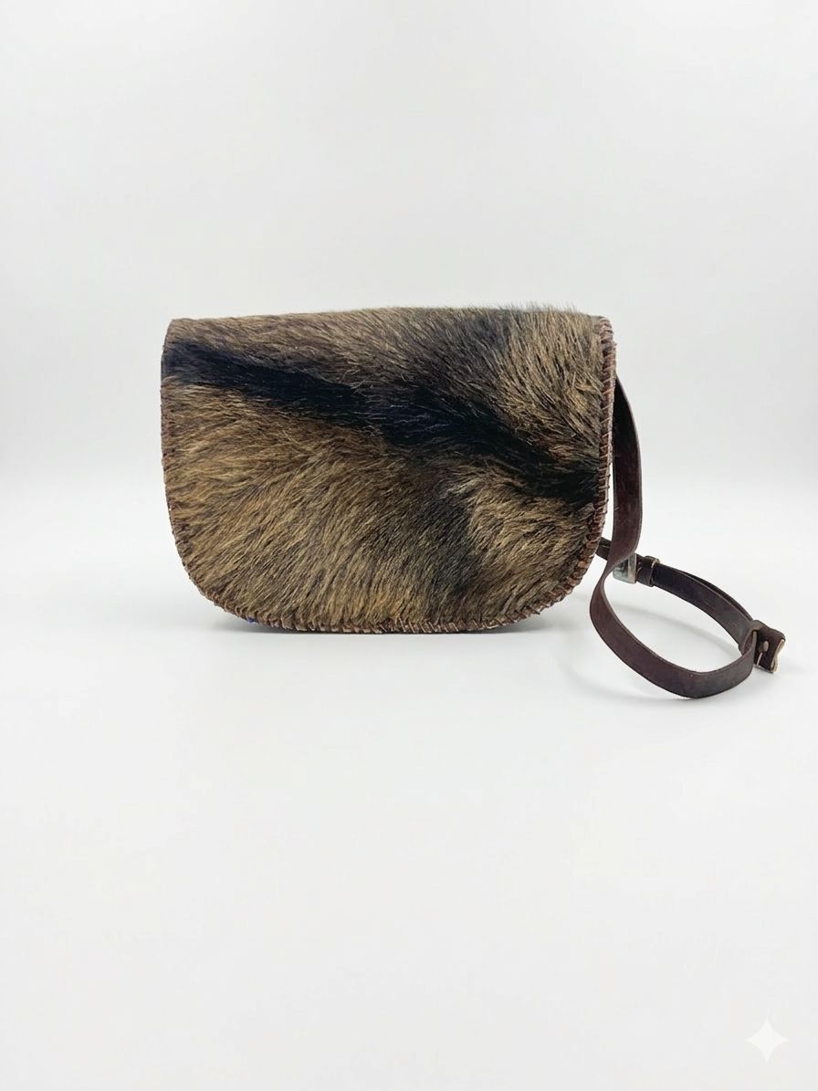Midnight Savanna – Goat Skin Fur & Leather Crossbody Bag