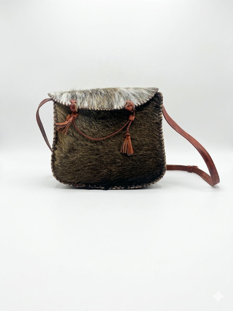 Savanna Stripe – Goat Skin Fur & Leather Crossbody Bag