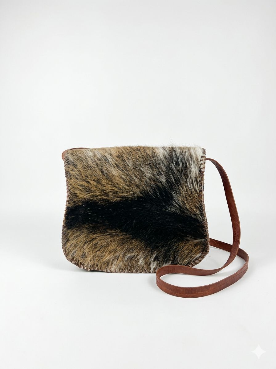 Savanna Stripe – Goat Skin Fur & Leather Crossbody Bag