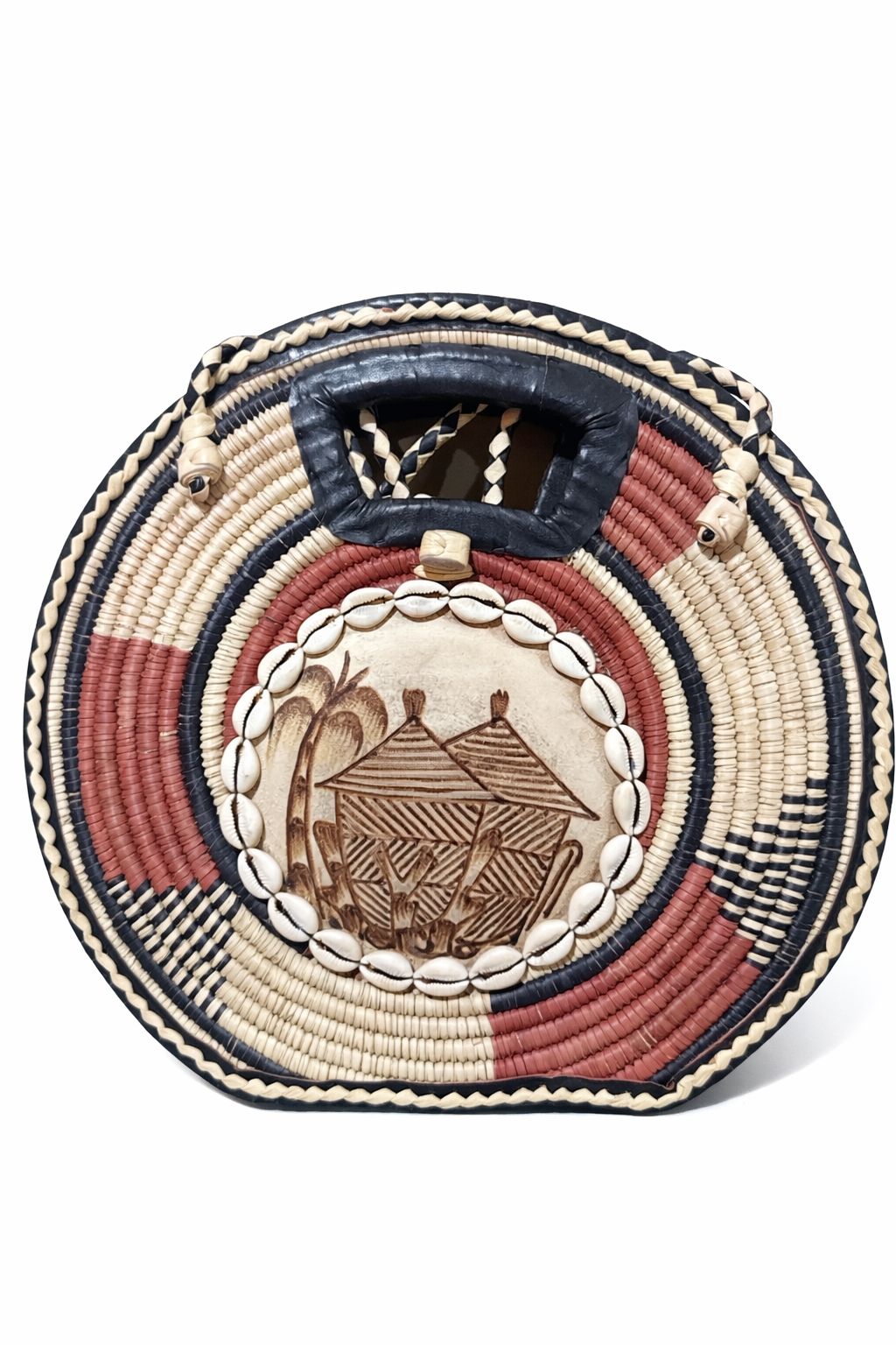 Burkina Faso Handwoven Leather & Cowrie Shell Purse