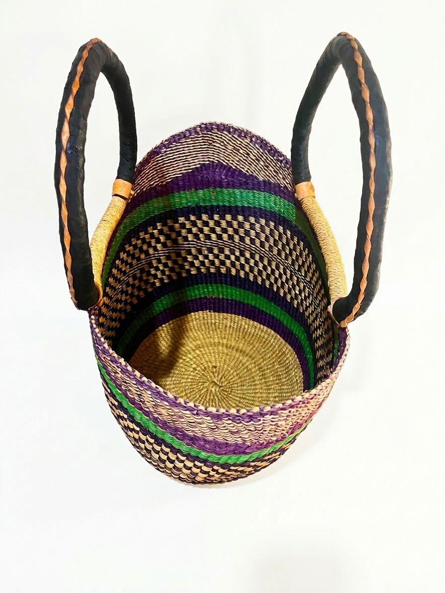 Royal Savannah Bolga Basket – Handwoven Market Basket from Ghana 🇬🇭