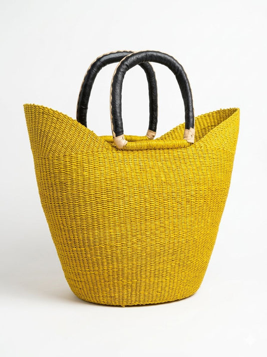 Golden Sun Bolga Basket – Handwoven Market Basket from Ghana 🇬🇭