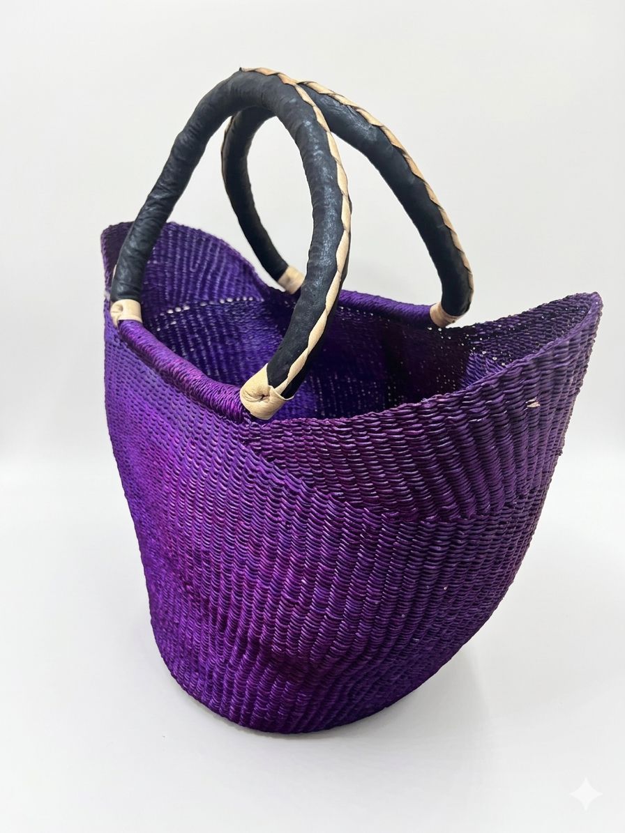 Royal Indigo Bolga Basket – Handwoven Basket from Ghana 🇬🇭