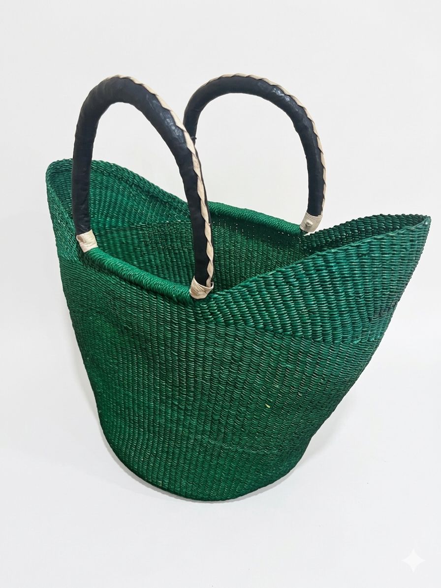 Emerald Market Bolga Basket – Handwoven Basket from Ghana 🇬🇭