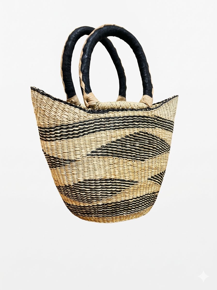 Savanna Shadow Bolga Basket – Handwoven Basket from Ghana 🇬🇭