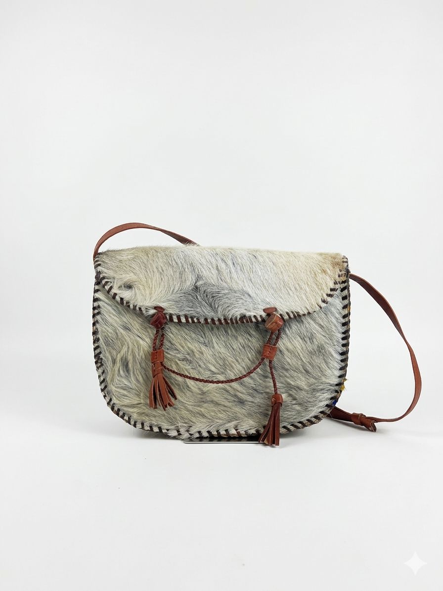 Savanna Whisper – Goat Skin Fur & Leather Crossbody Bag
