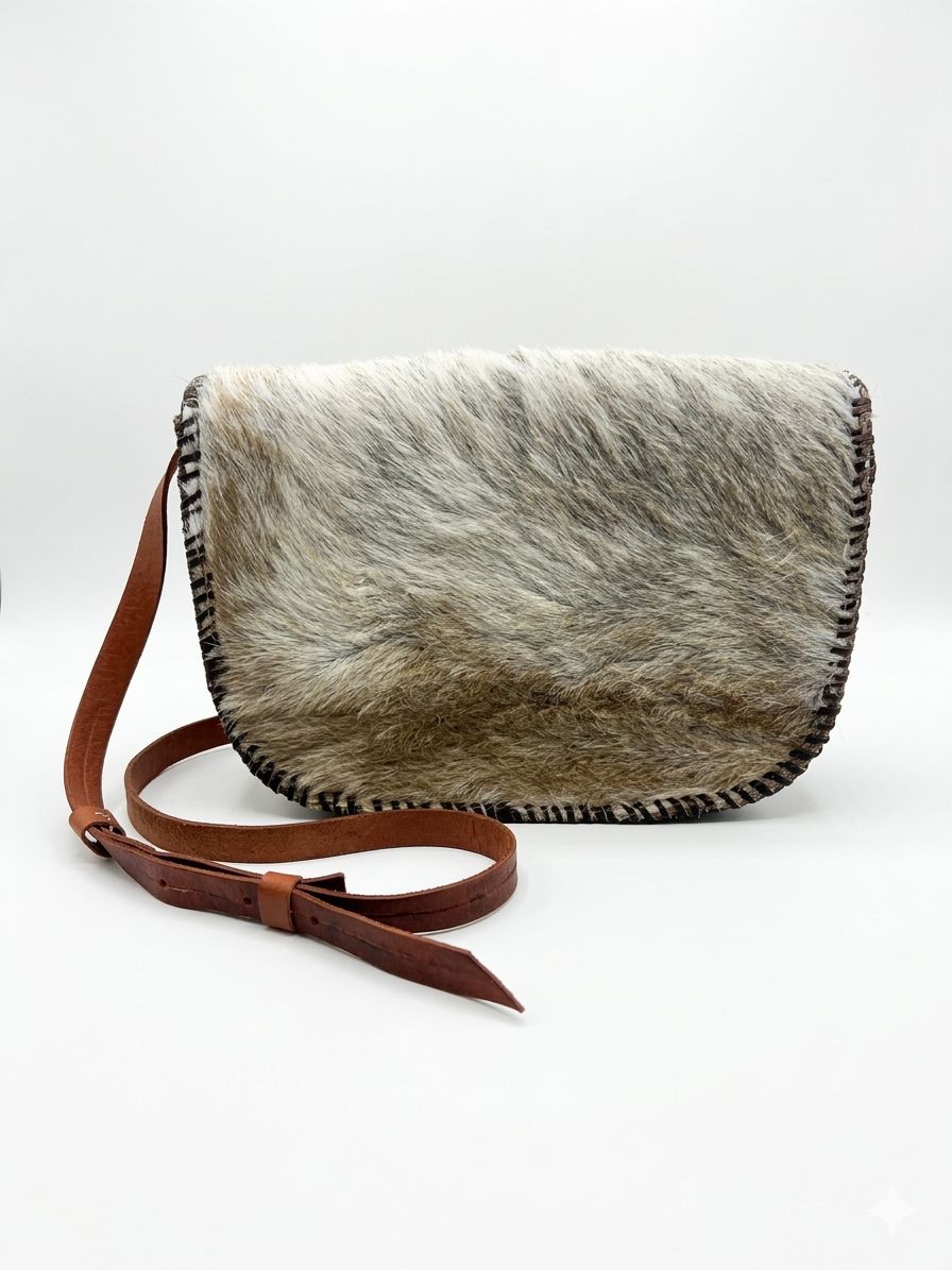 Savanna Whisper – Goat Skin Fur & Leather Crossbody Bag