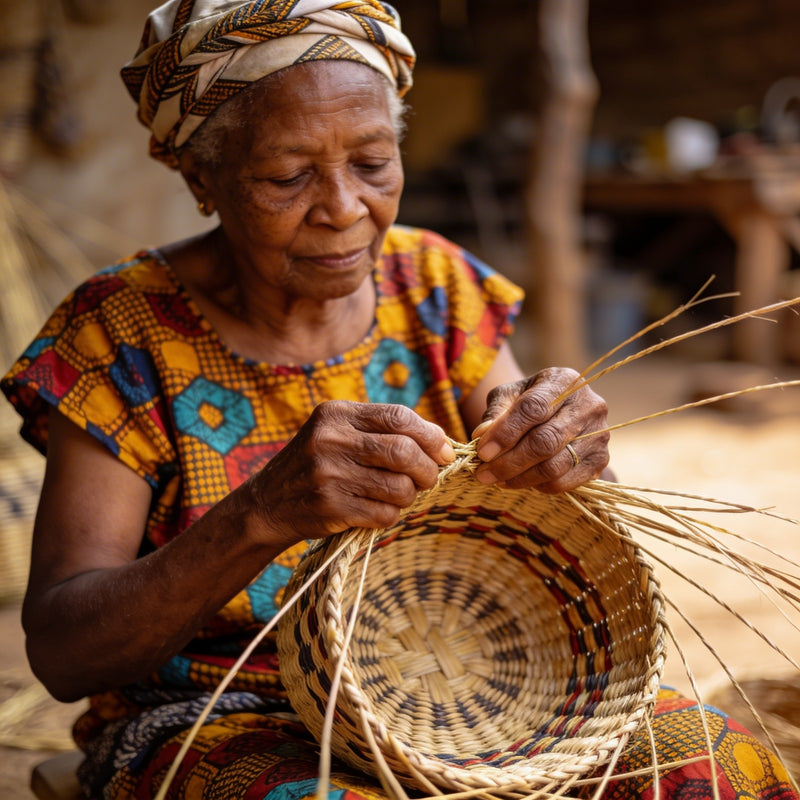 Handwoven fiber basket