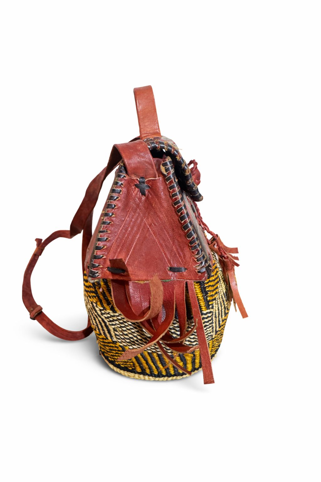 Sahara Market – Handwoven Bolga Leather Bag