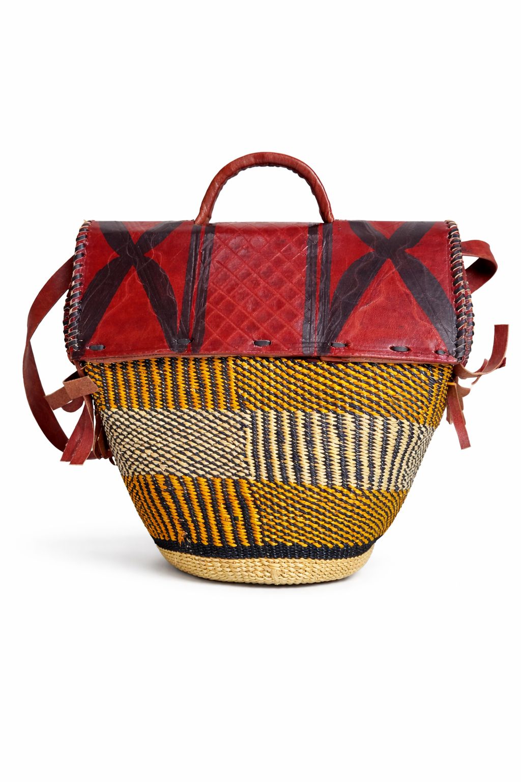 Sahara Market – Handwoven Bolga Leather Bag